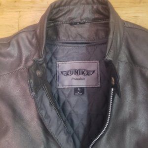 Unik Premium Silver & Black Large Leather Motorcycle Jacket - Like New